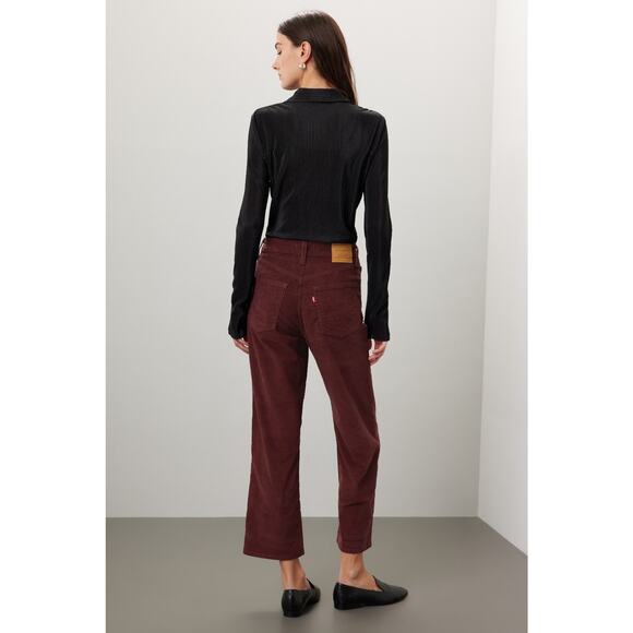 Levi's Red Maroon Denim Style High-Waisted Ribcage Ankle Jeans Size W32 L27 - Picture 3 of 16